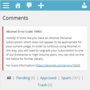Akismet Error Code 10003